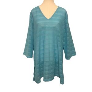 Mario Serrani Teal Textured Tunic Top/ Size XL